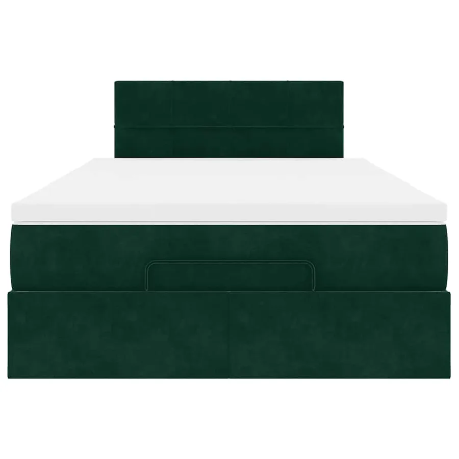 Lit ottoman avec matelas vert foncé 120x190 cm velours - 6