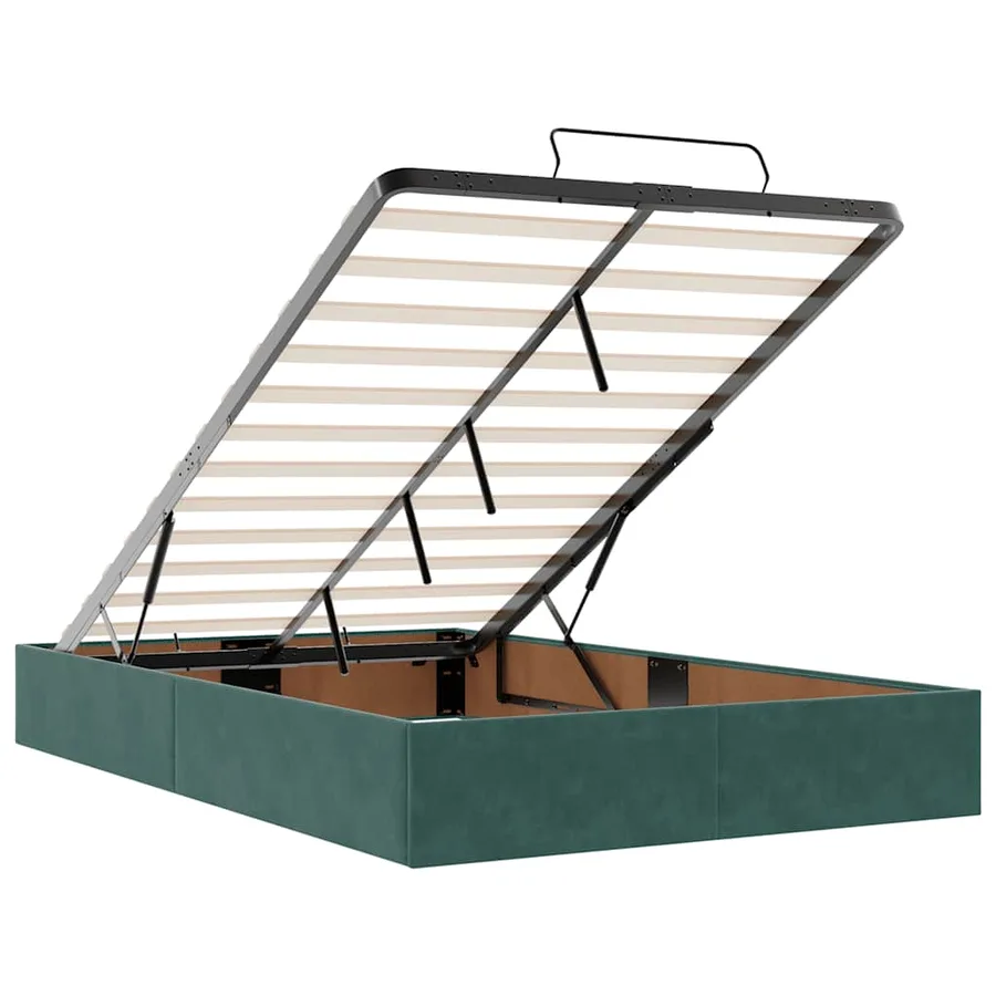 Cadre de lit ottoman avec matelas vert foncé 120x190 cm velours - 10