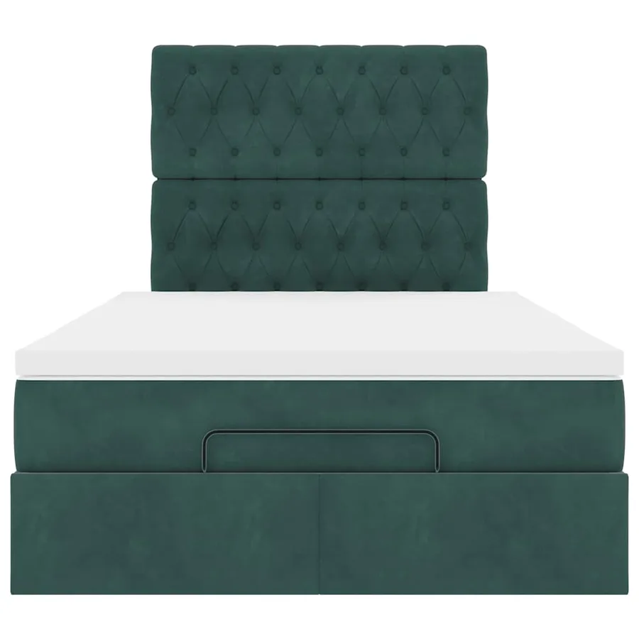 Cadre de lit ottoman avec matelas vert foncé 120x190 cm velours - 7