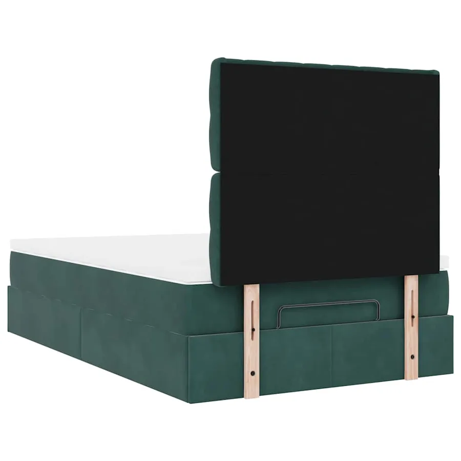 Cadre de lit ottoman avec matelas vert foncé 120x190 cm velours - 9