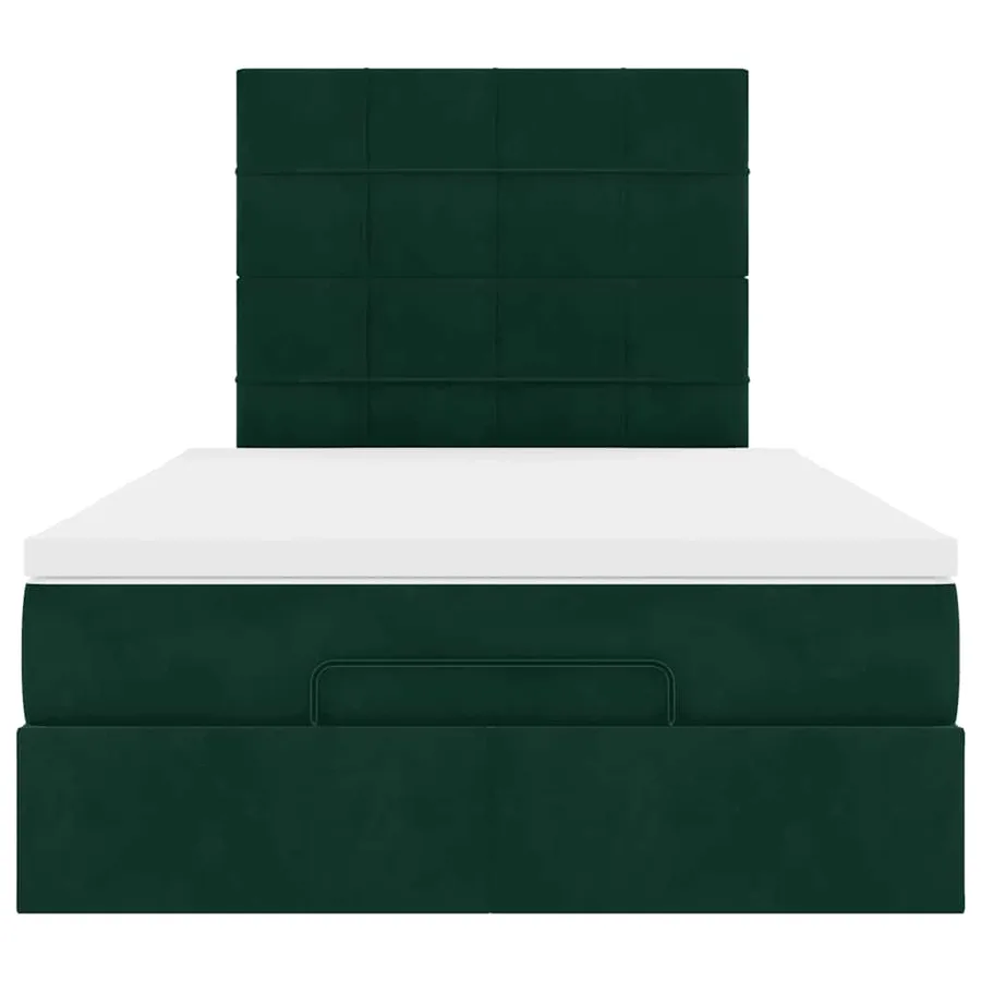 Cadre de lit ottoman avec matelas vert foncé 120x190 cm velours - 8
