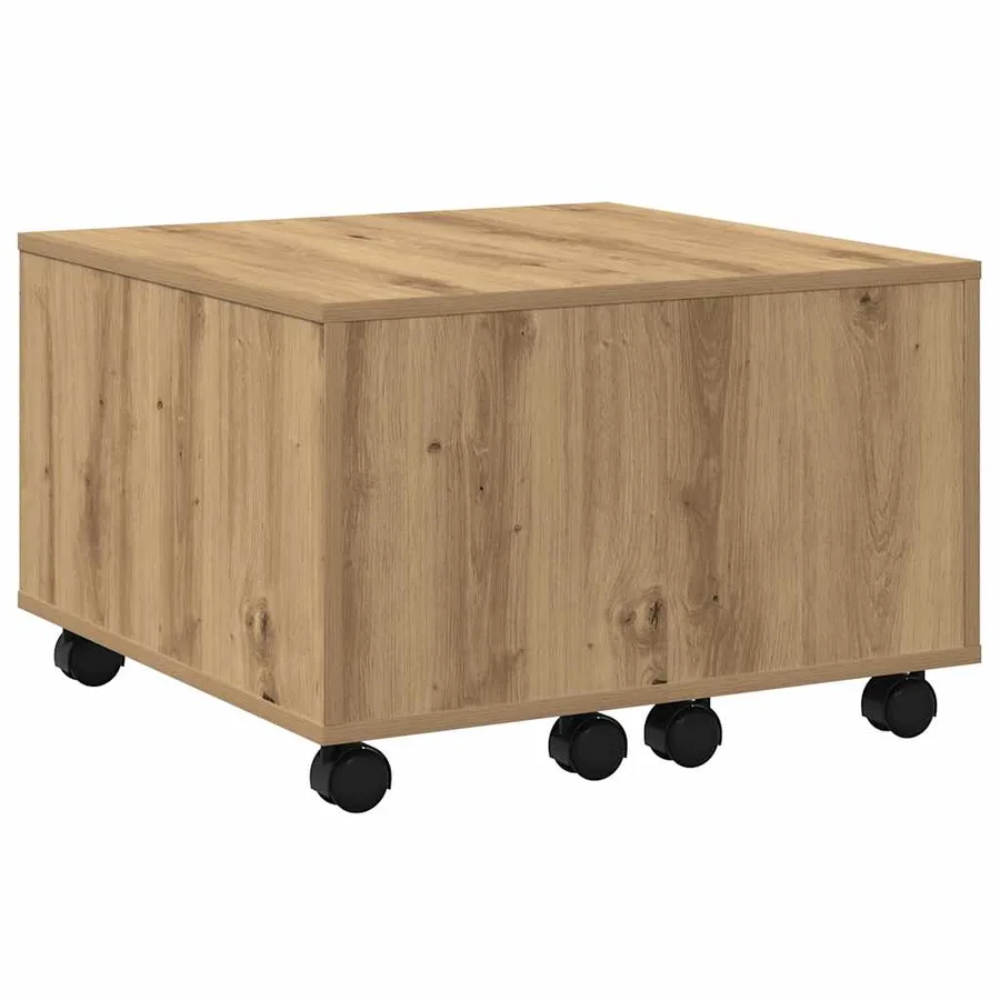 Table basse chêne artisanal 60x60x38 cm bois d'ingénierie - 2