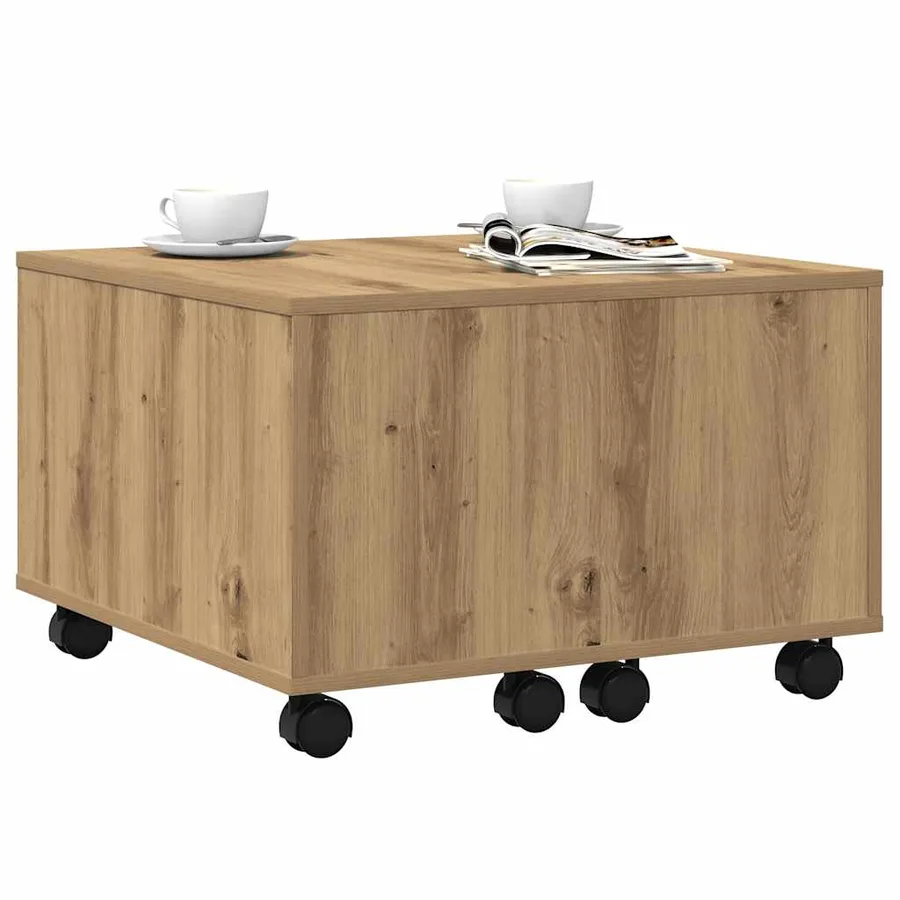 Table basse chêne artisanal 60x60x38 cm bois d'ingénierie - 4