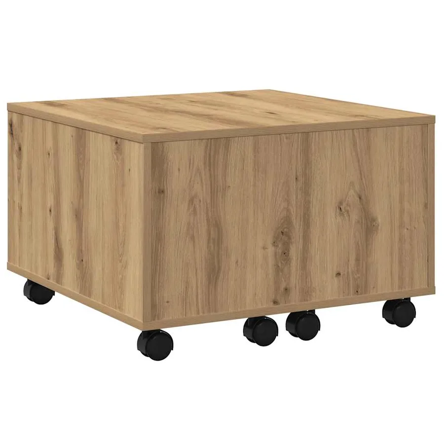Table basse chêne artisanal 60x60x38 cm bois d'ingénierie - 7