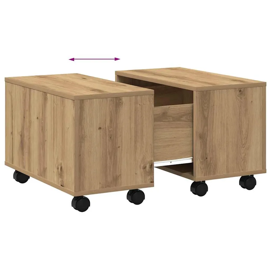 Table basse chêne artisanal 60x60x38 cm bois d'ingénierie - 8