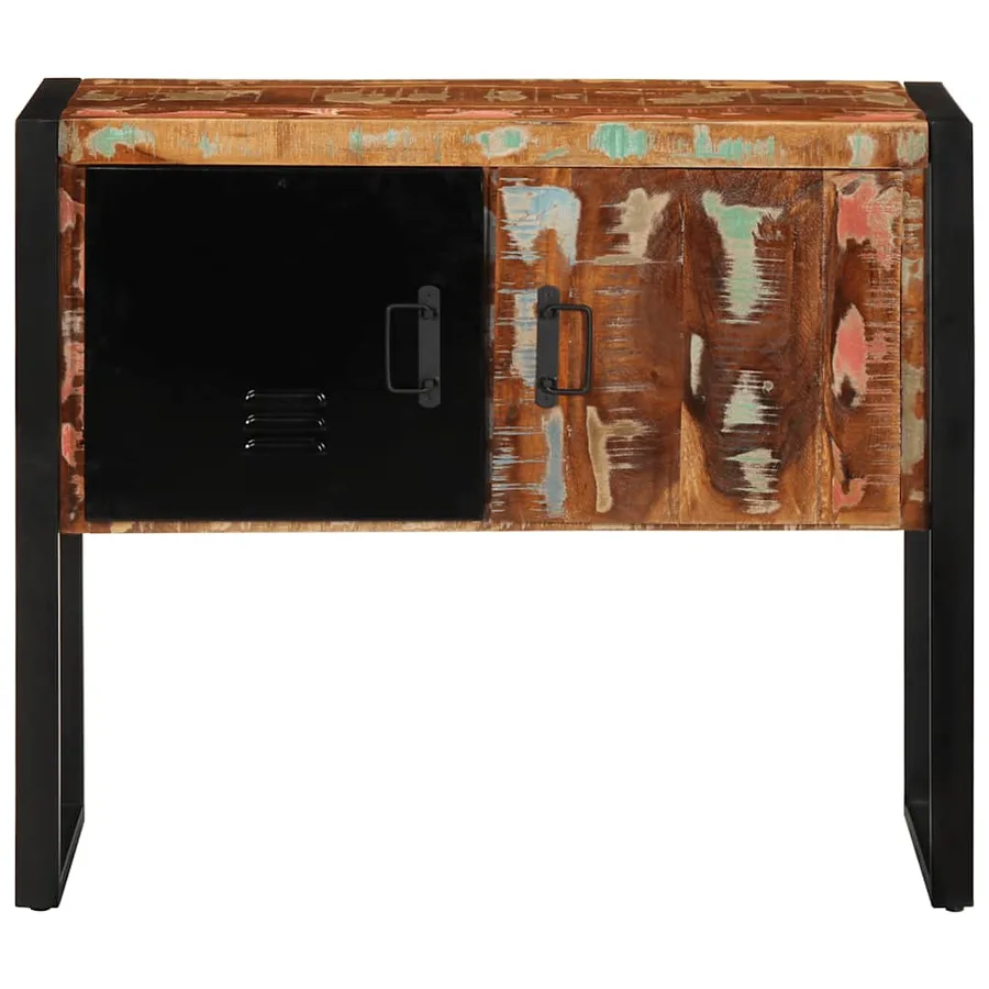 Armoire console multicolore 90x35x75cm bois massif récupération - 2