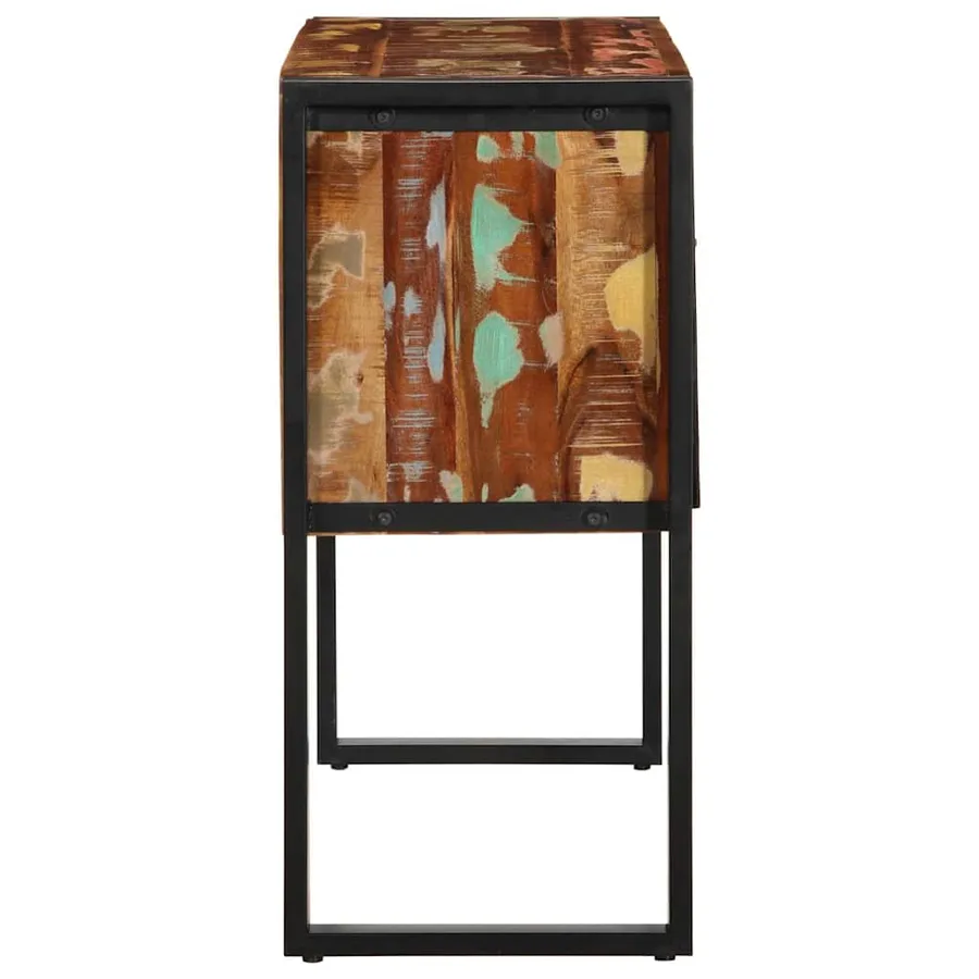 Armoire console multicolore 90x35x75cm bois massif récupération - 6