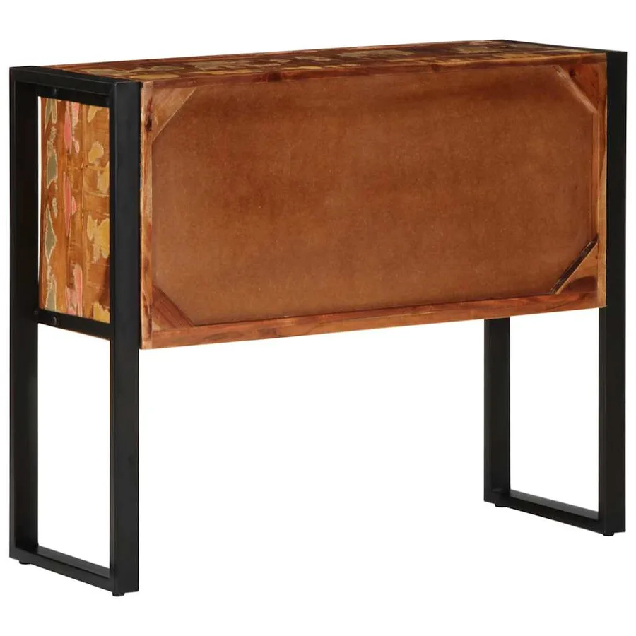 Armoire console multicolore 90x35x75cm bois massif récupération - 7