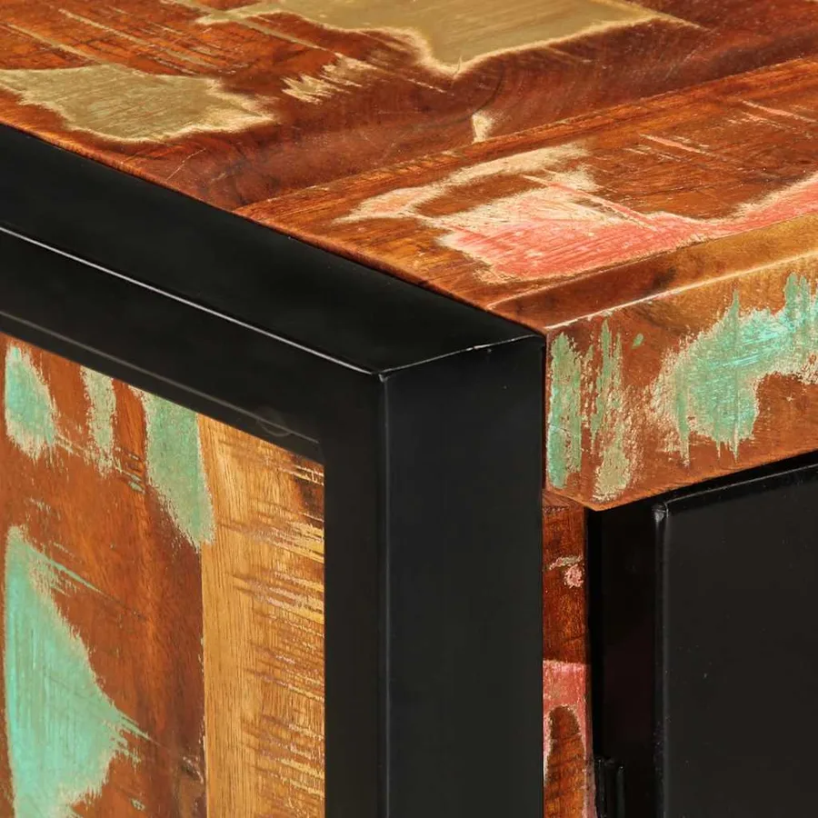 Armoire console multicolore 90x35x75cm bois massif récupération - 8