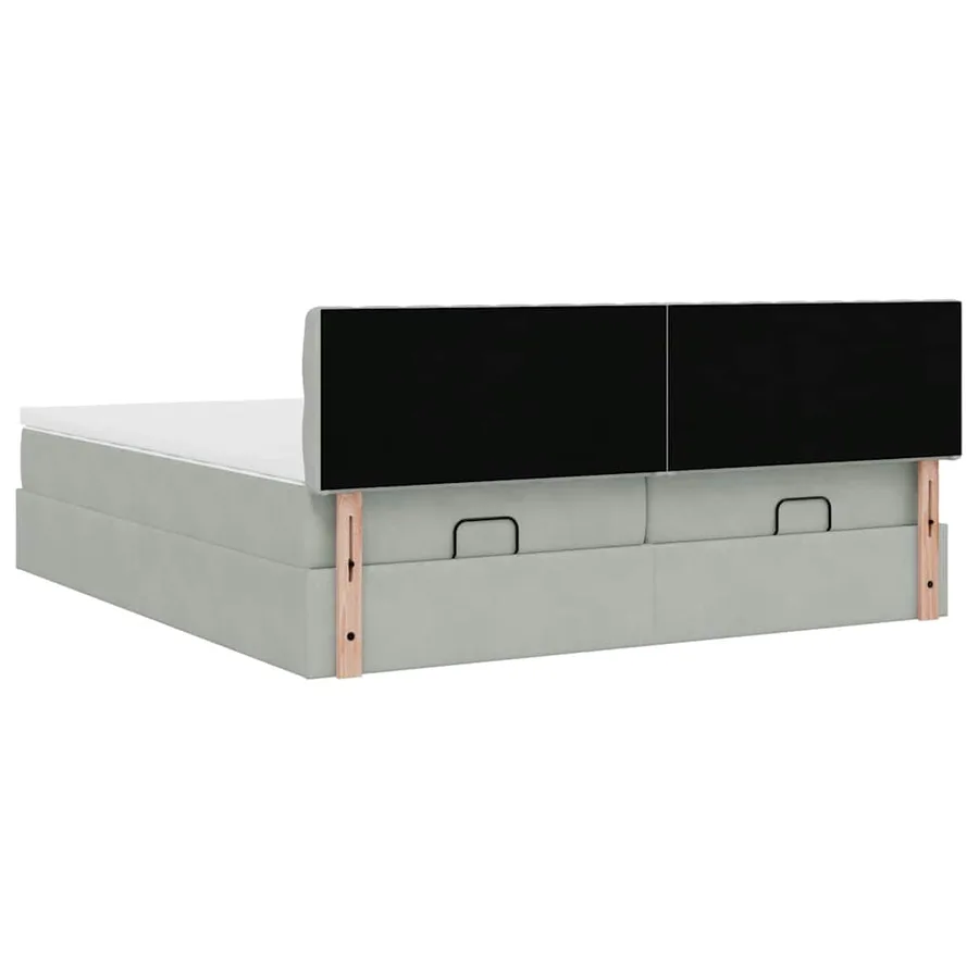 Cadre de lit ottoman et matelas gris clair 180x200cm velours - 11