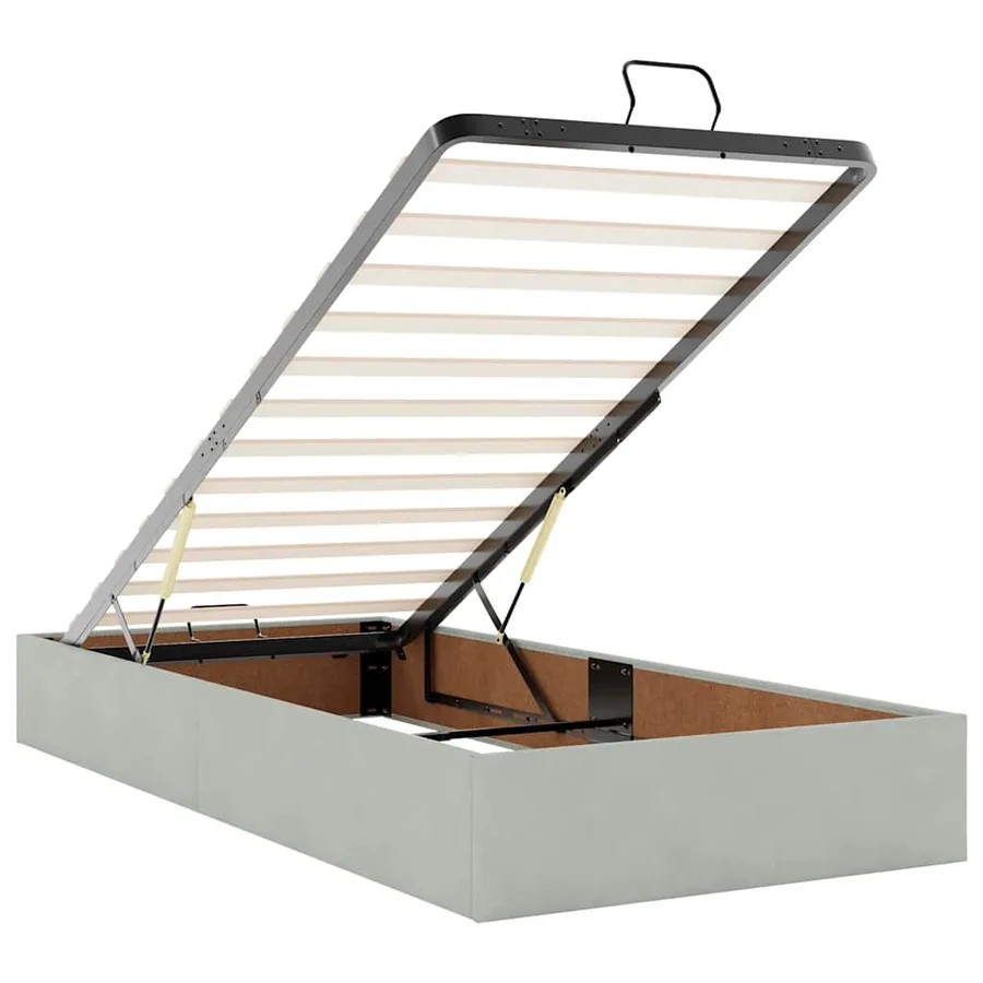 Cadre de lit ottoman et matelas gris clair 180x200cm velours - 12