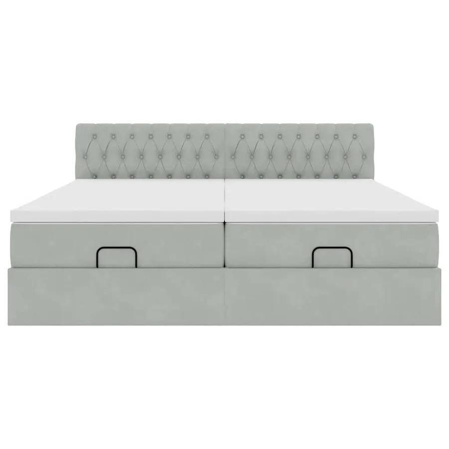 Cadre de lit ottoman et matelas gris clair 180x200cm velours - 7