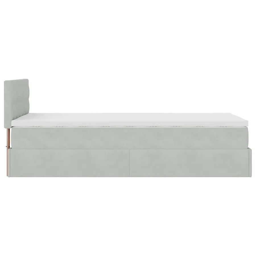 Cadre de lit ottoman et matelas gris clair 90x200 cm velours - 11