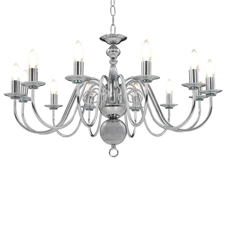 Lustre Argenté 12 ampoules E14