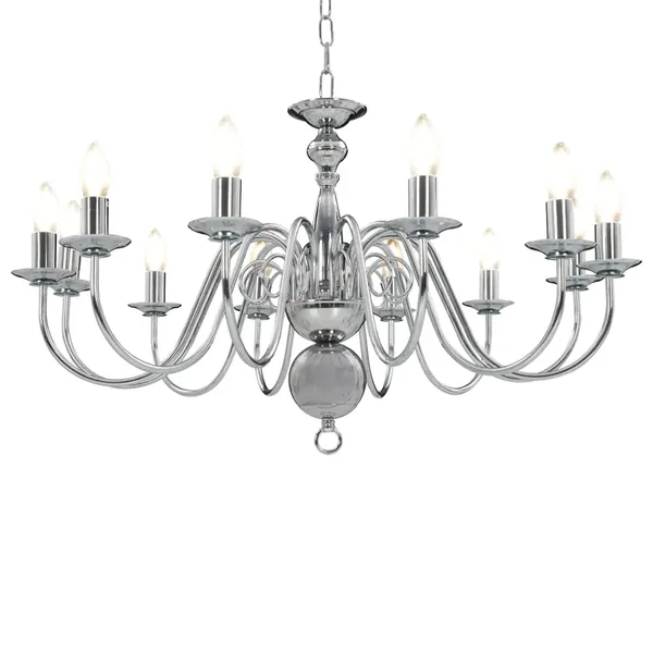 Lustre Argenté 12 ampoules E14