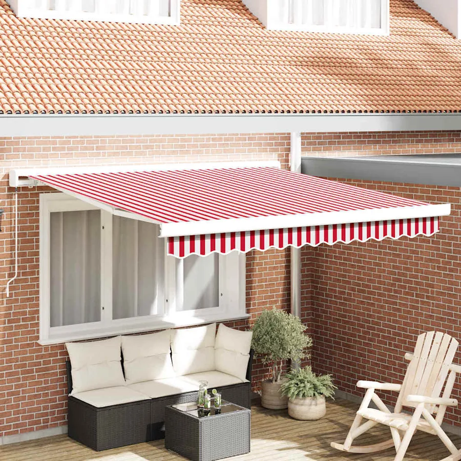 Auvent rétractable Rouge et Blanc 300 x 250 cm