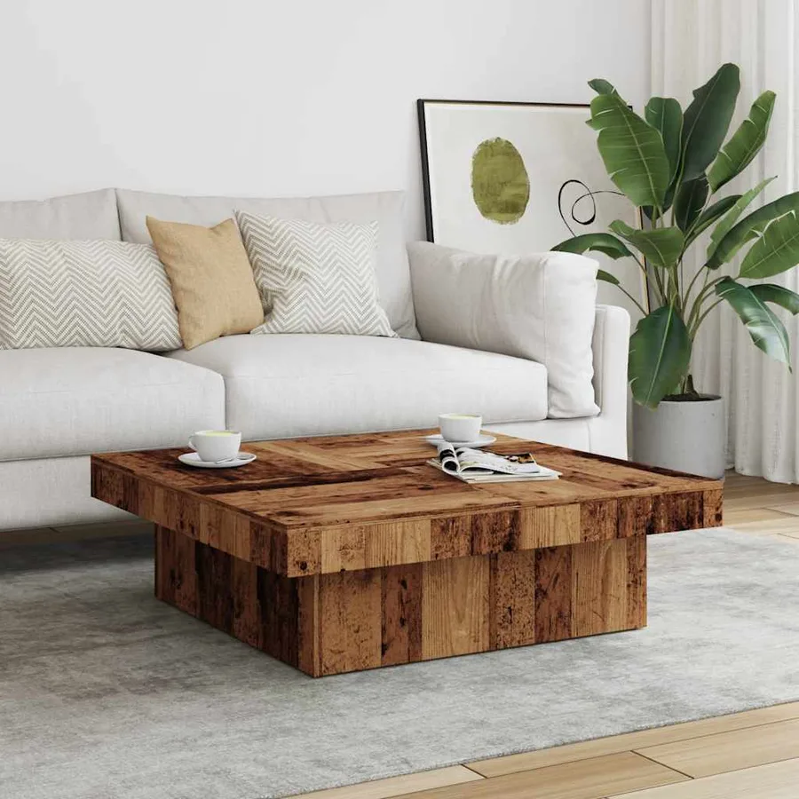 Table basse vieux bois 90x90x28 cm bois d'ingénierie - 3