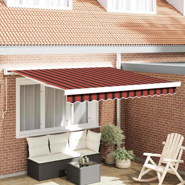 Auvent rétractable Rouge et Noir 350 x 250 cm