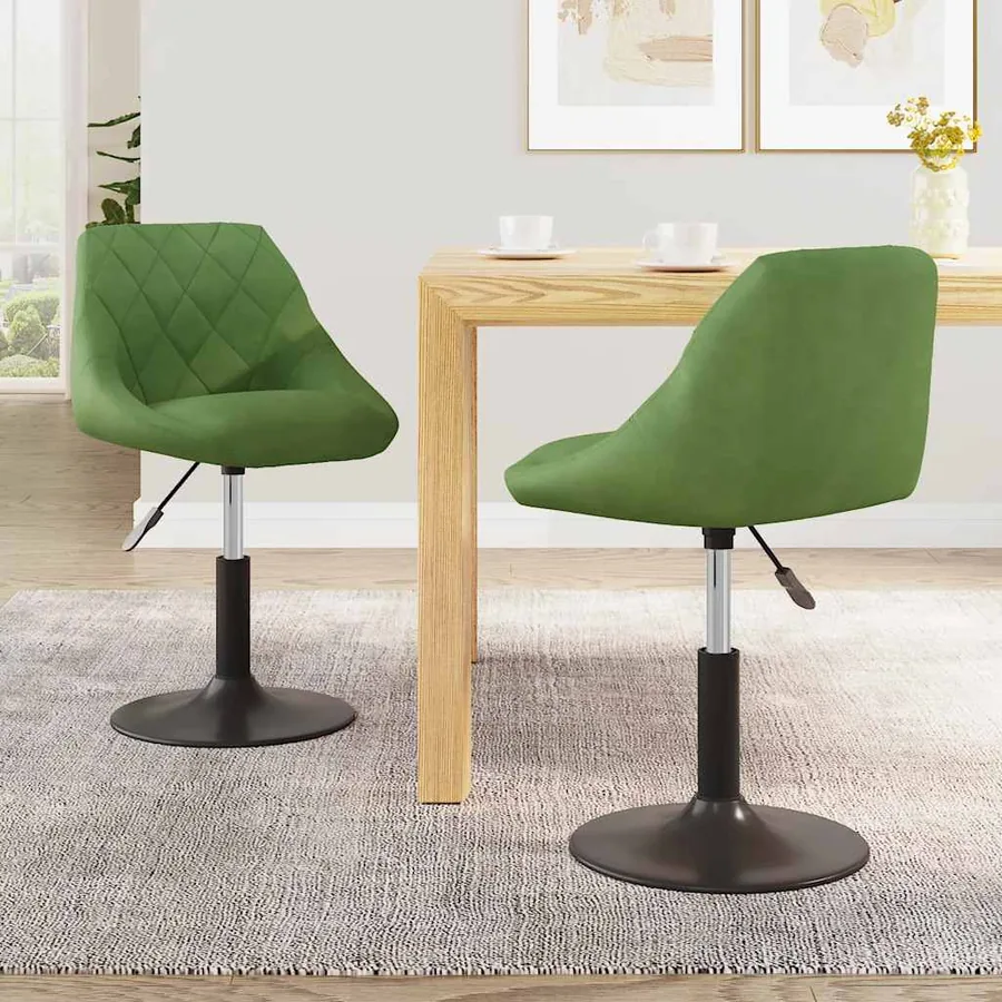 Chaises pivotantes à manger lot de 2 vert clair velours