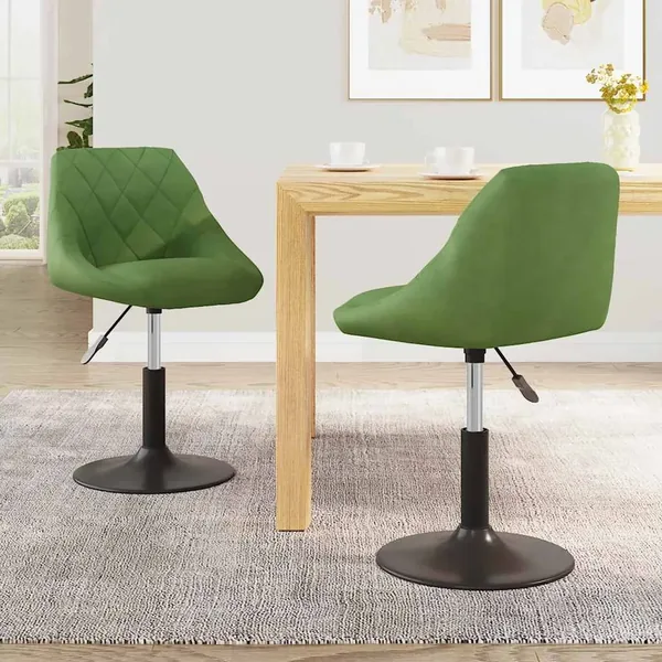 Chaises pivotantes à manger lot de 2 vert clair velours