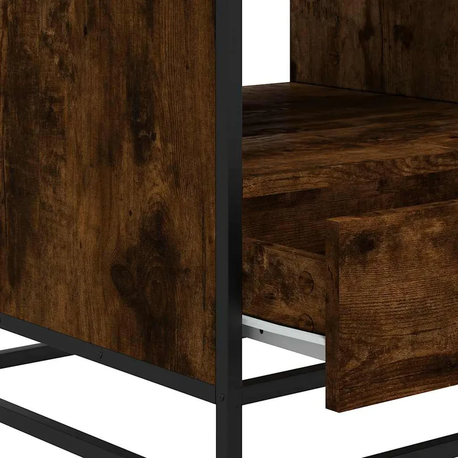Table basse chêne fumé 100x50x45 cm bois d'ingénierie et métal - 9