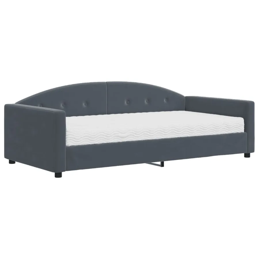 Lit de jour avec matelas gris foncé 100x200 cm velours - 2