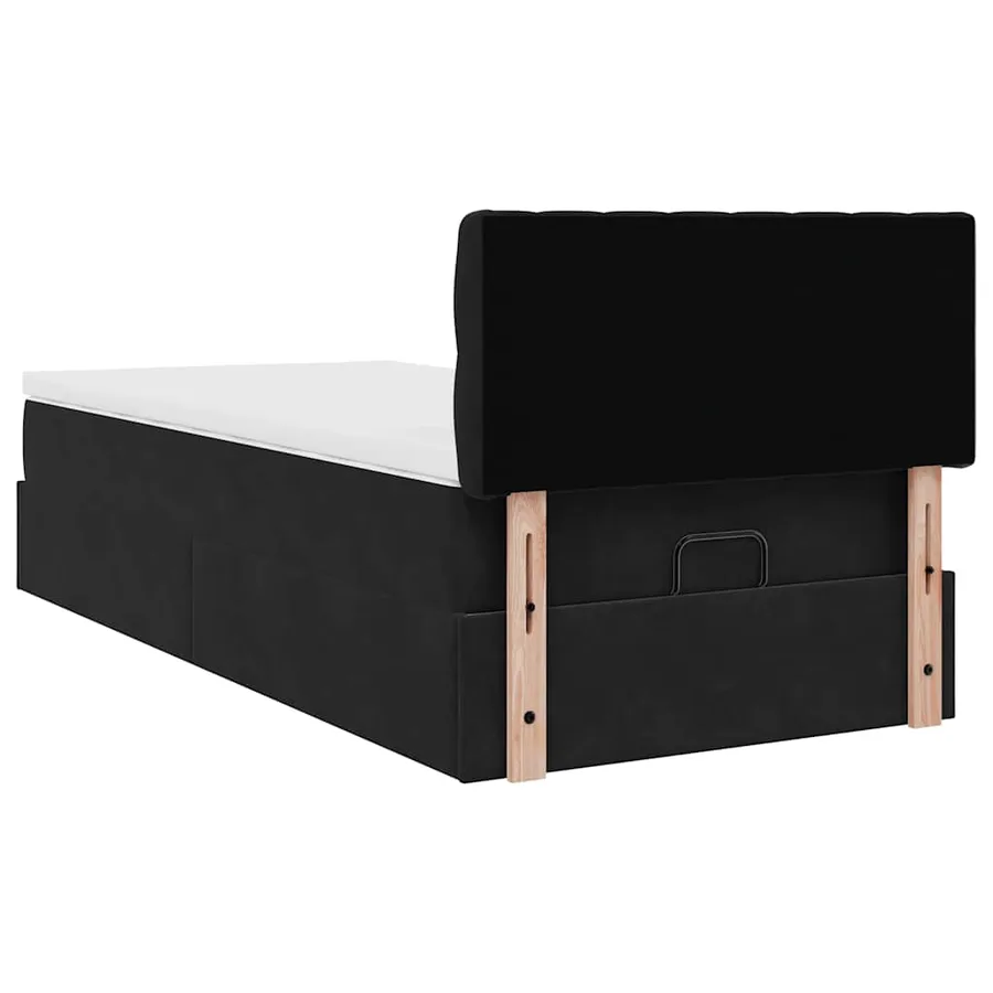 Lit ottoman avec matelas et LED noir 80x200cm velours - 10