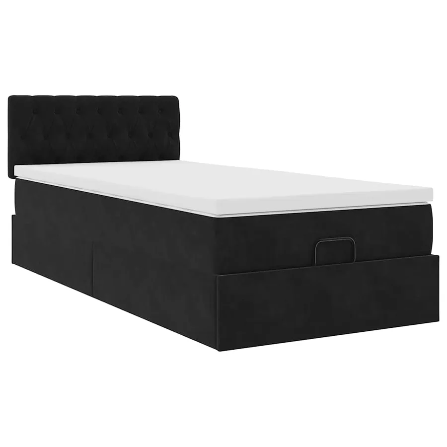 Lit ottoman avec matelas et LED noir 80x200cm velours - 5