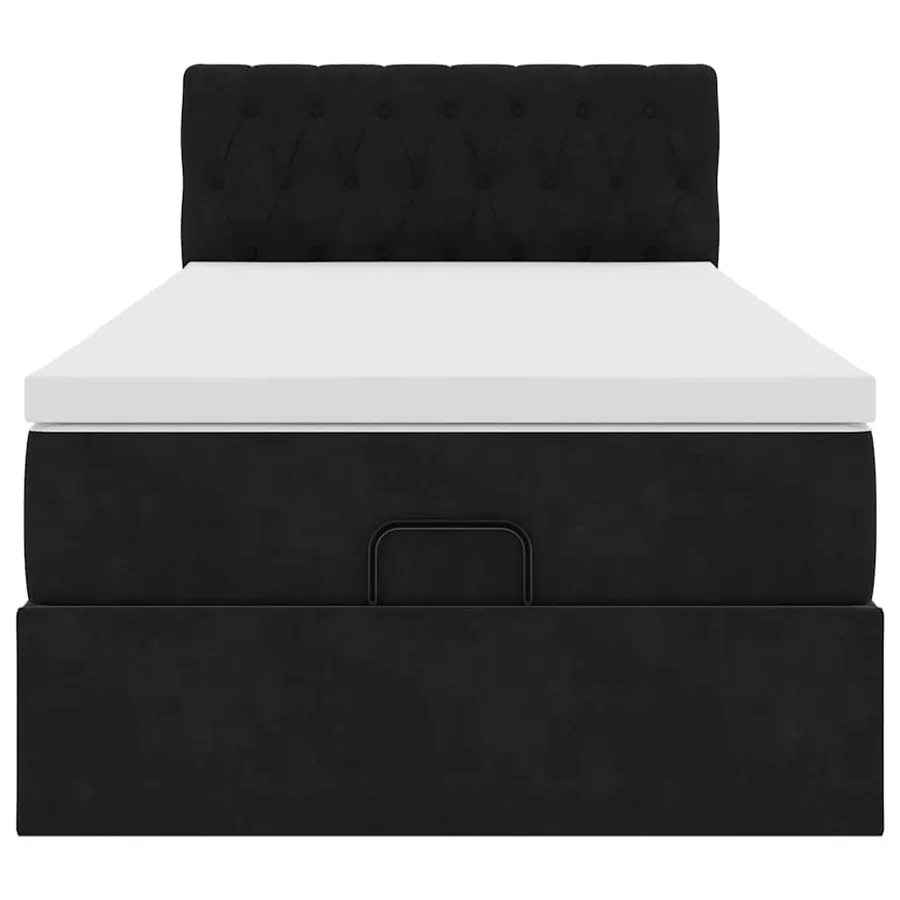 Lit ottoman avec matelas et LED noir 80x200cm velours - 6