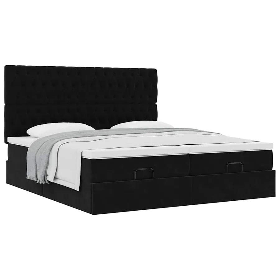 Cadre de lit ottoman avec matelas noir 160x200 cm velours - 5