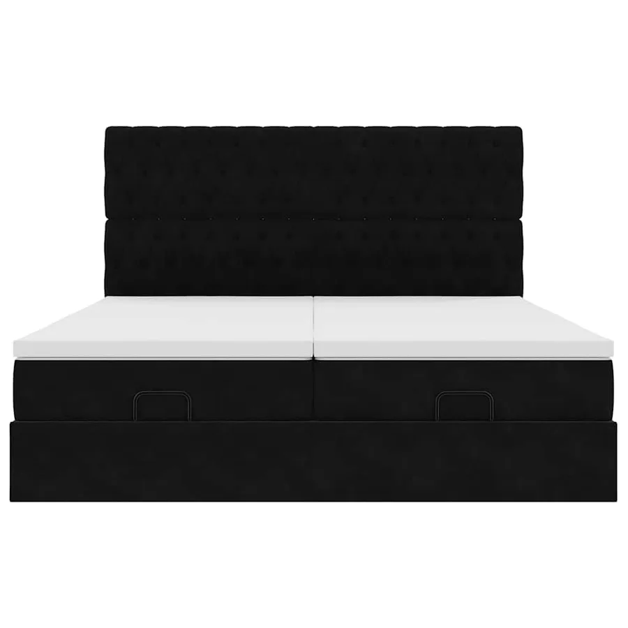 Cadre de lit ottoman avec matelas noir 160x200 cm velours - 7