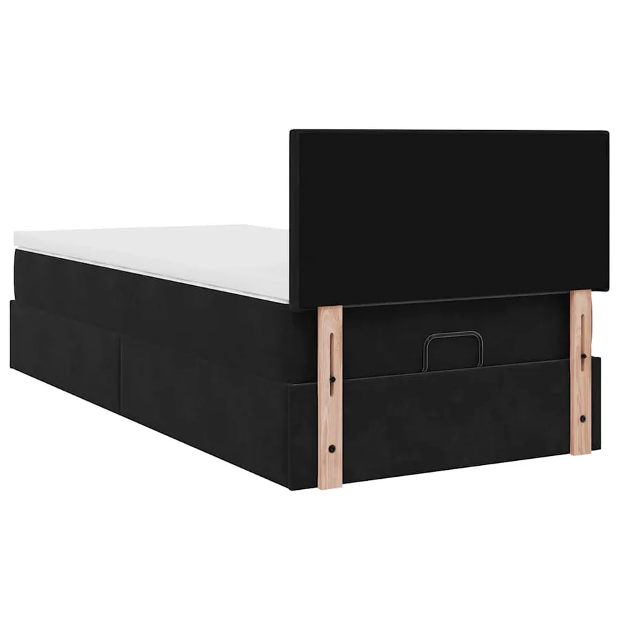 Cadre de lit ottoman avec matelas noir 80x200 cm velours - 11