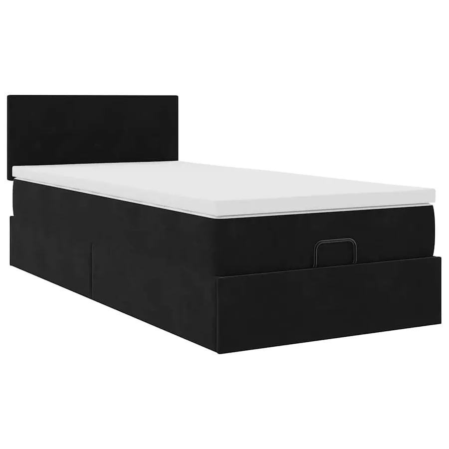 Cadre de lit ottoman avec matelas noir 80x200 cm velours - 6