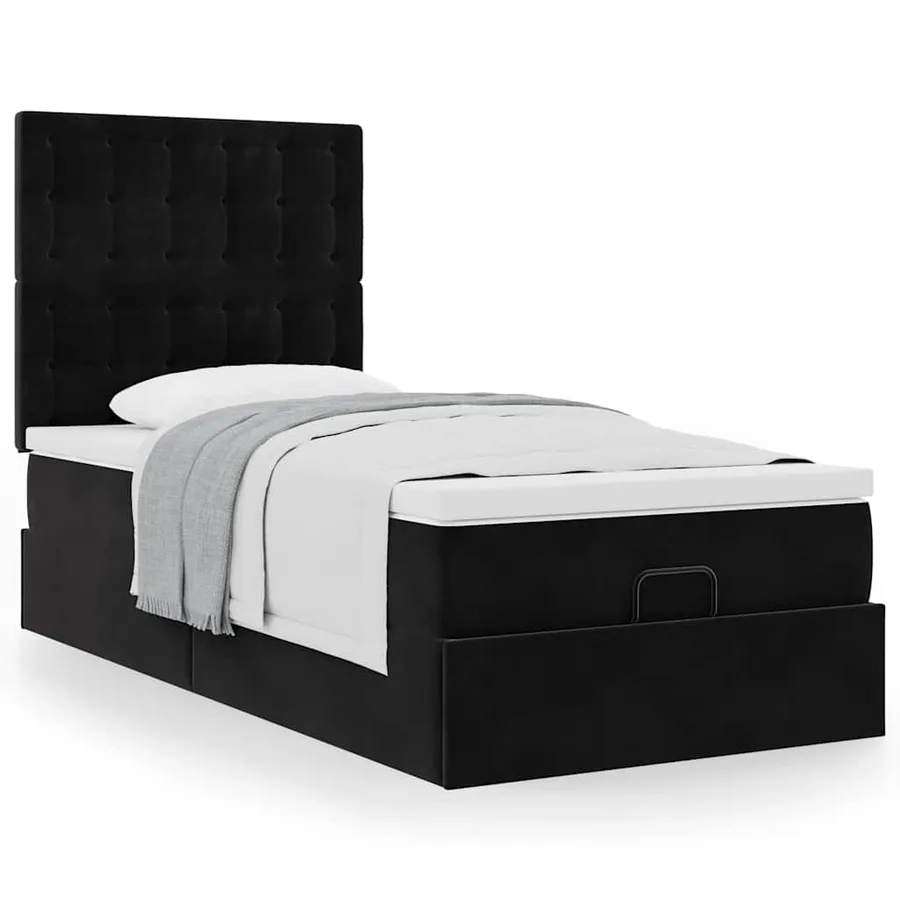Cadre de lit ottoman avec matelas noir 80x200 cm velours - 4