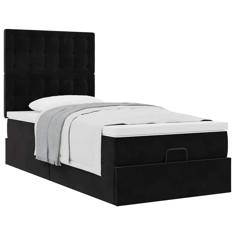Cadre de lit ottoman avec matelas noir 80x200 cm velours - 5