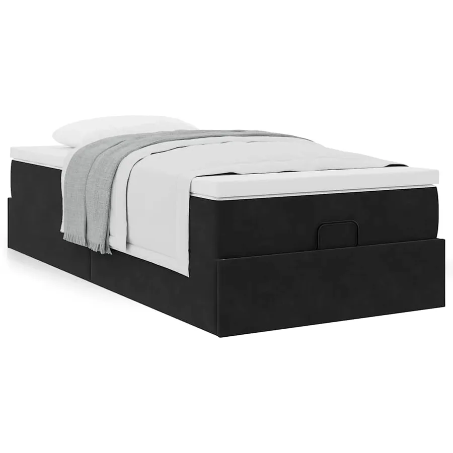 Cadre de lit ottoman avec matelas noir 80x200 cm velours - 4