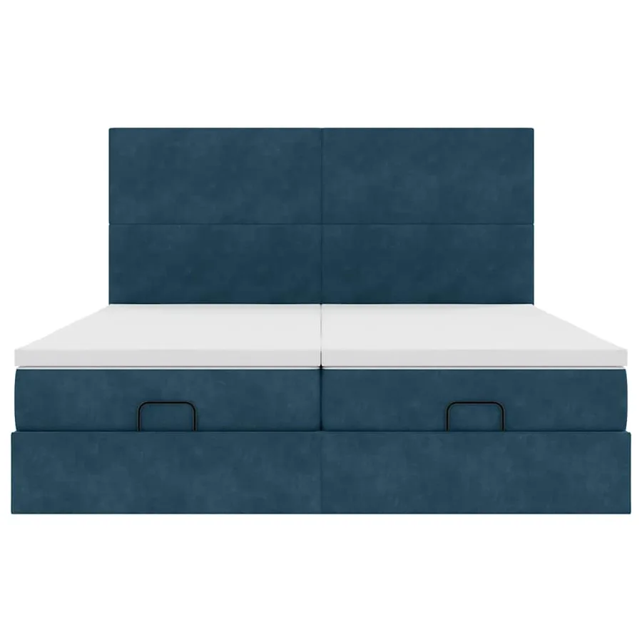 Cadre de lit ottoman avec matelas bleu foncé 160x200 cm velours - 7