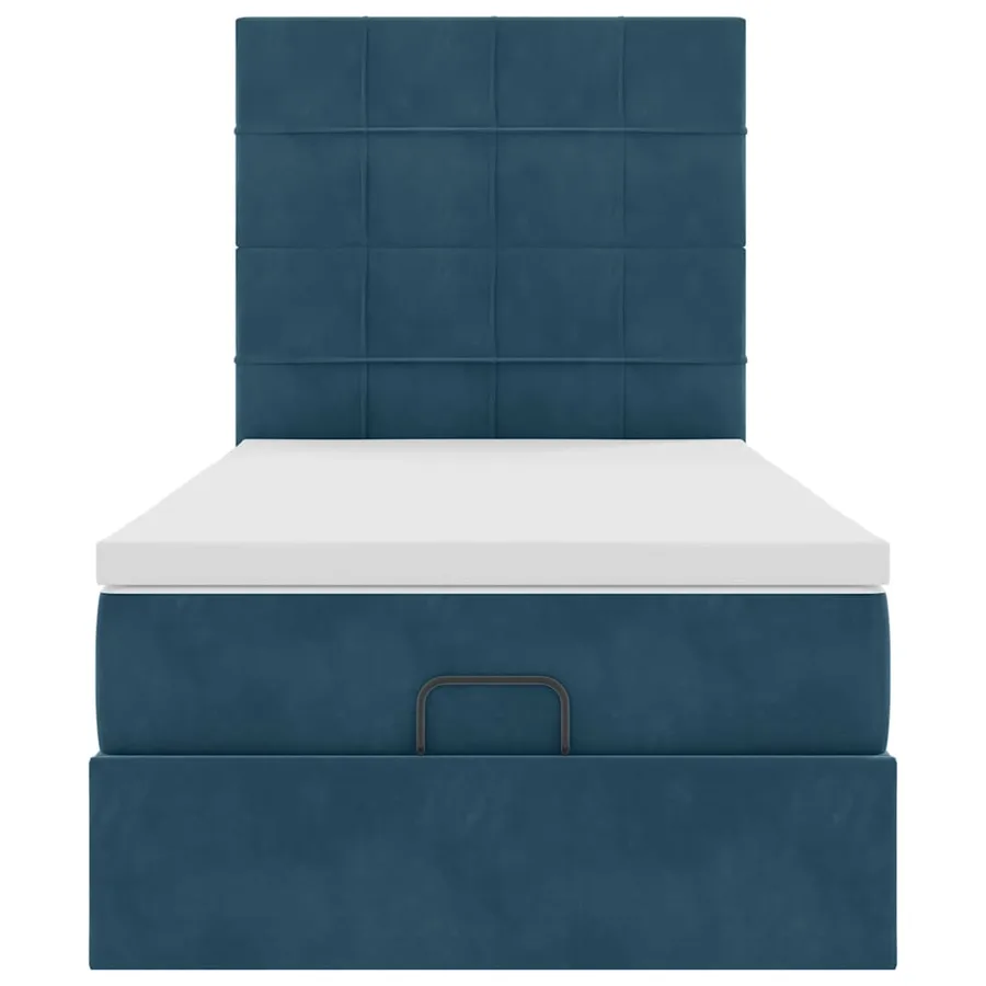 Cadre de lit ottoman avec matelas bleu foncé 80x200 cm velours - 7