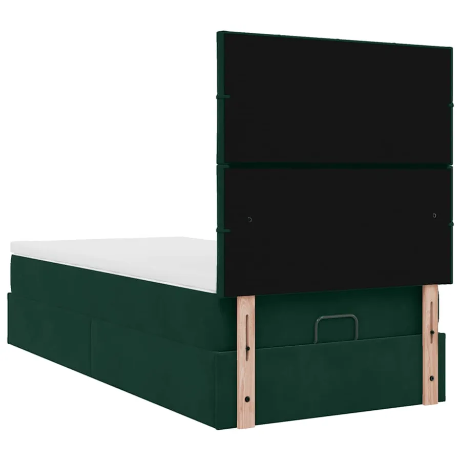 Cadre de lit ottoman avec matelas vert foncé 80x200 cm velours - 10