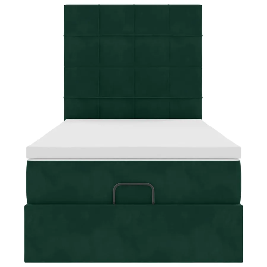 Cadre de lit ottoman avec matelas vert foncé 80x200 cm velours - 8