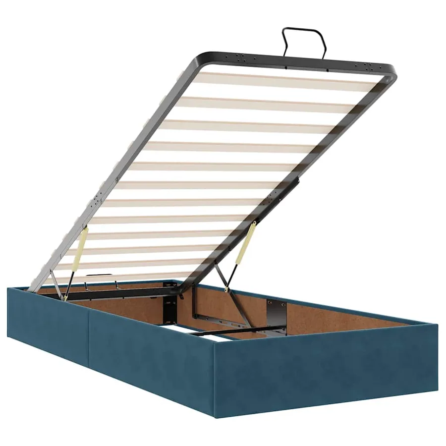 Cadre de lit ottoman avec matelas bleu foncé 160x200 cm velours - 11
