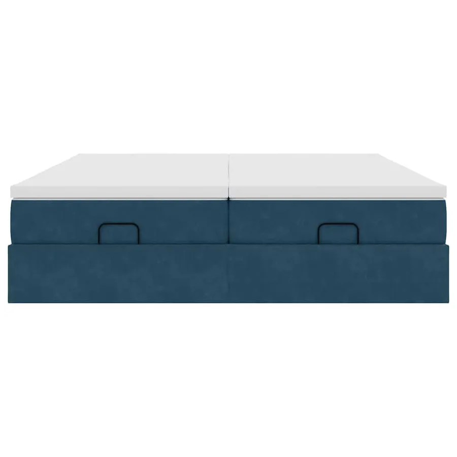 Cadre de lit ottoman avec matelas bleu foncé 160x200 cm velours - 7