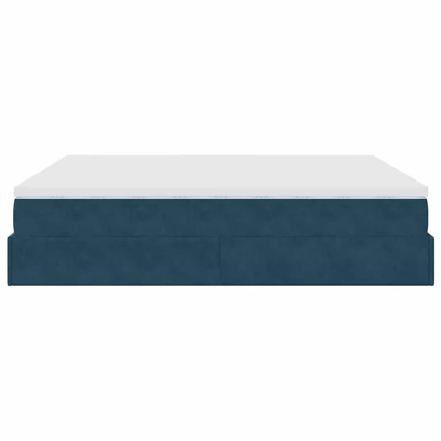 Cadre de lit ottoman avec matelas bleu foncé 160x200 cm velours - 9