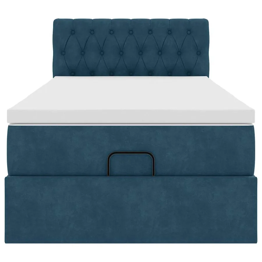 Cadre de lit ottoman avec matelas bleu foncé 80x200 cm velours - 5