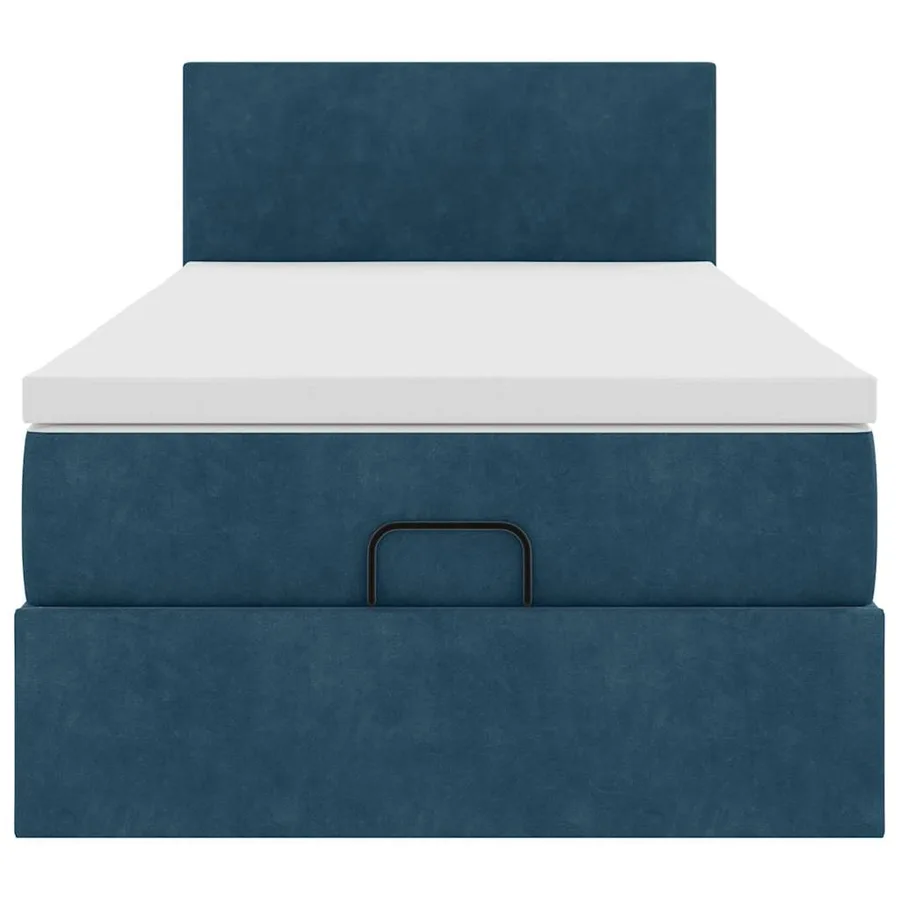 Cadre de lit ottoman avec matelas bleu foncé 80x200 cm velours - 7