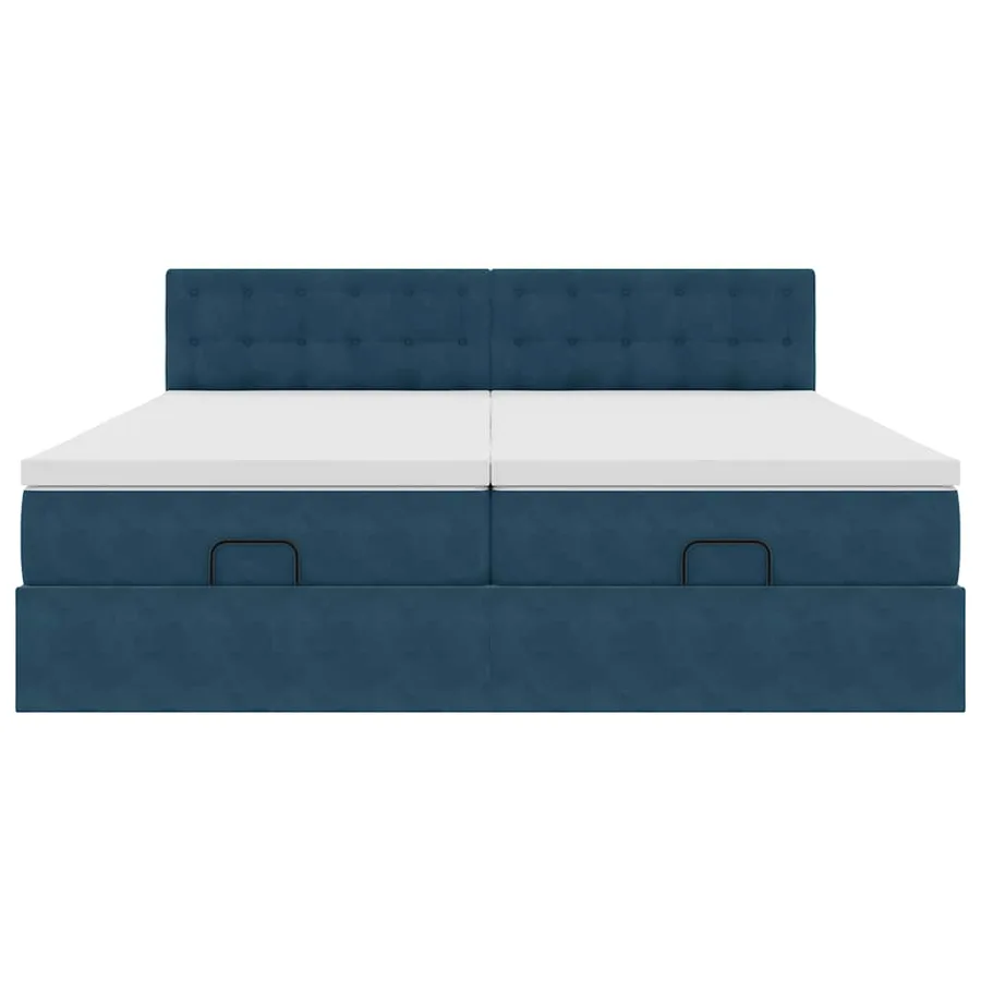 Cadre de lit ottoman avec matelas bleu foncé 160x200 cm velours - 7