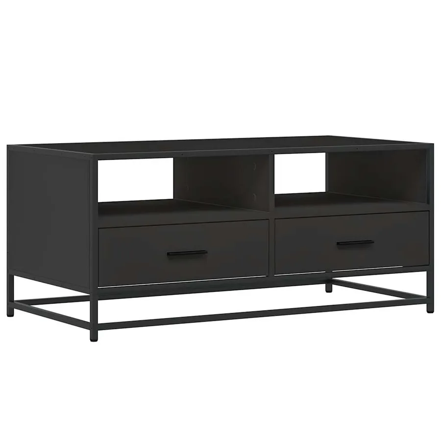 Table basse noir 100x50x45 cm bois d'ingénierie et métal - 2