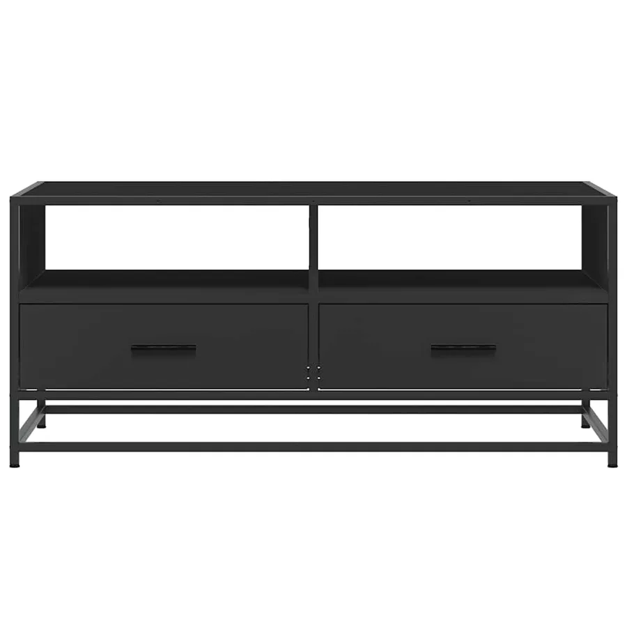 Table basse noir 100x50x45 cm bois d'ingénierie et métal - 5