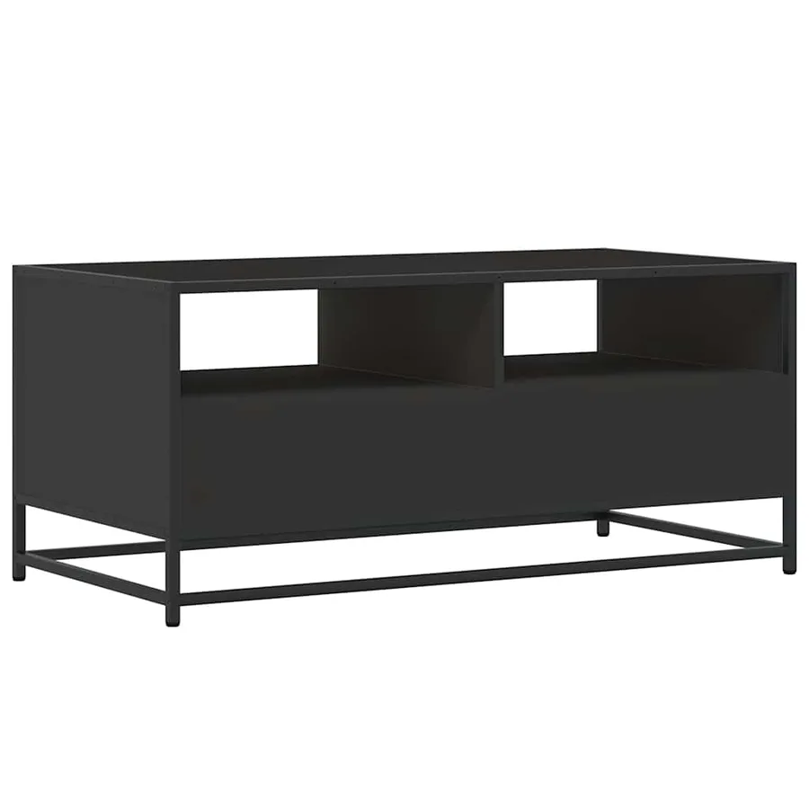 Table basse noir 100x50x45 cm bois d'ingénierie et métal - 7