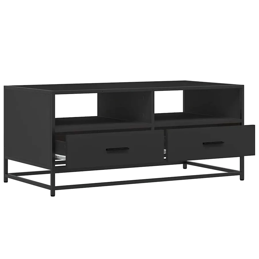 Table basse noir 100x50x45 cm bois d'ingénierie et métal - 8